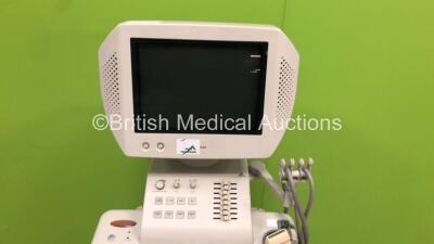 Toshiba Nemio 10 SSA-550A Ultrasound Scanner *S/N H3516946* **Mfd 01/2003** with 3 x Transducers / Probes (PVM-375AT / PLM-805AT and PLF-703AT) and Mitsubishi P91 Printer (Powers Up with Blank Screen - Front Panel Loose) - 2