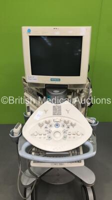 Siemens Antares SonoLine Ultrasound Scanner with 3 x Transducers / Probes (CH6-2 / VFX9-4 and VF13-5) Sony SVO-9500MDP Video Cassette Recorder and Mitsubishi P91D Printer (Powers Up with Blank Screen - Damage to Machine - See Pictures - No S/N / Mfd) - 2