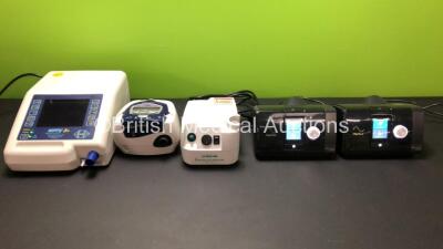 Job Lot Including 2 x ResMed AirSense 10 Autoset CPAP Units (Both Power Up with Stock Power Supplies - Not Included) 1 x B&D Nippy 3+ Ventilator (Powers Up) 1 x ResMed S8 AutoSet Spirit II and 1 x Salter Labs Compressor