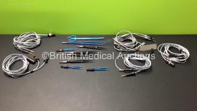 Job Lot of Diathermy Instruments Including 5 x Cables and 9 x Forceps