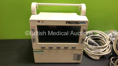 Job Lot Including 1 x Welch Allyn ProPaq Encore Model 204 EL Patient Monitor with SPO2, INV. BP P1, ECG/EKG RESP, TEMP, PSNI NIBP and Printer Options (Untested Due to No Power Supply) and Various Patient Monitoring Cables *DC000562* - 2