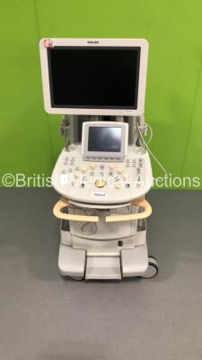 Philips iU22 Flat Screen Ultrasound Scanner on E.2 Cart *S/N 02XT9M* **Mfd 01/2008** with 2 x Transducers / Probes (L17-5 and C8-4v) and Sony UP-D897 Digital Graphic Printer (HDD REMOVED)