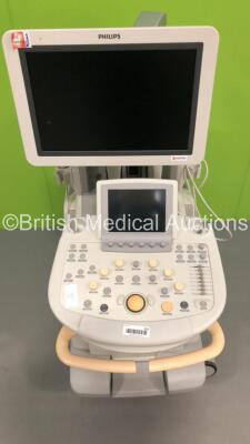 Philips iU22 Flat Screen Ultrasound Scanner on E.2 Cart *S/N 02XT9M* **Mfd 01/2008** with 2 x Transducers / Probes (L17-5 and C8-4v) and Sony UP-D897 Digital Graphic Printer (HDD REMOVED) - 2