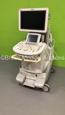 Philips iU22 Flat Screen Ultrasound Scanner on E.2 Cart *S/N 02XT9M* **Mfd 01/2008** with 2 x Transducers / Probes (L17-5 and C8-4v) and Sony UP-D897 Digital Graphic Printer (HDD REMOVED) - 3