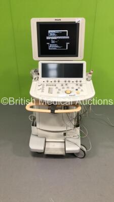 Philips iE33 Flat Screen Ultrasound Scanner on G.1 Cart *S/N B06B1K* **Mfd 09/2011** Software Version 6.0.2.144 with 4 x Transducers / Probes (S8-3 / S5-1, S12-4 and D2cwc) and Sony UP-D897 Digital Graphic Printer (Powers Up with Error Message - Damage t