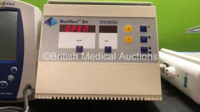 Mixed Lot Including 1 x Welch Allyn Spot Vital Signs Patient Monitor with 1 x Hose (Powers Up when Tested with Stock Power Supply-Power Supply Not Included) 1 x Medi Rent BV Centrifuge (Powers Up) 1 x Optima 8590 Carital Mattress Pump (Powers Up) *SN 2120 - 3