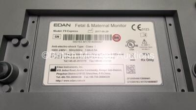 Edan F9 Express Fetal & Maternal Monitor Including MECG, TEMP, NIBP, DECG, SpO2, TOCO/IUP, US1, and US2 Option with 1 x US MS3-109301 (C) Transducer / Probe, 1 x MS3-109301 (B) Transducer / Probe, 1 x SpO2 Finger Sensor, 1 x Hose, 1 x TYrageer and 1 x Use - 4