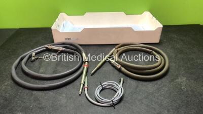 Job Lot Including 2 x Stryker Roto Osteotome 10 Handpieces, 1 x Wolf 8061.16 Fiber Light Cable, 2 x Hoses in Tray