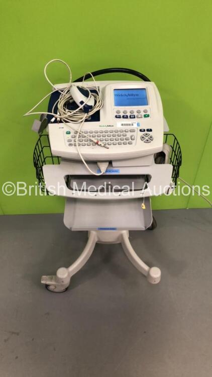 Welch Allyn CP 200 ECG Machine on Stand with 1 x 10-Lead ECG Lead (Powers Up-1 x Missing Wheel-See Photos) * SN 20020676 *