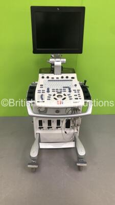 GE Vivid S6 Flat Screen Ultrasound Scanner Ref H45041FT with 1 x Transducer/Probe (Pencil Probe) and 1 x 3-Lead ECG Lead (Hard Drive Removed-Cracks to Keyboard and General Marks to Trim-See Photos) * SN 7217VS6 * * Mfd Dec 2013 * *IR331*