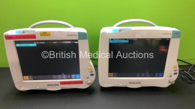 2 x Philips IntelliVue MP50 Patient Monitors (Both Power Up) *2014 - 2004* *DE82084632 - DE34706540*