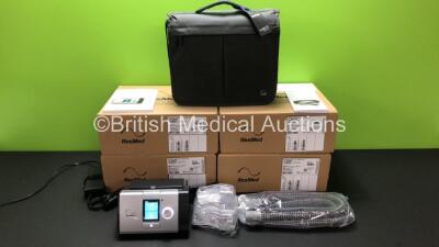 Job Lot of 4 x ResMed Lumis 150 VPAP ST-A Units with Power Supplies, Humidifiers, Hoses, Carry Bags and User Guides (All Unused and in Original Packaging) *Stock Photo Used* **SN 22201178625 - 22201178623 - 22201178301 - 22201178624*