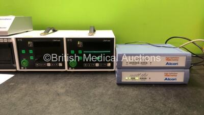 Mixed Lot Including 1 x DeVilbiss Homecare Suction Unit (Untested Due to Missing Power Supply) 1 x HME Lifepulse Patient Monitor with ECG and Printer Options (Powers Up) 2 x HME Lifepulse Patient Monitors with ECG Options (Both Power Up) 2 x Alcon High De - 3