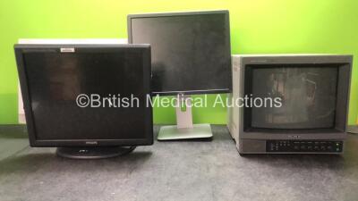 Job Lot Including 1 x Philips Intellivue Monitor (Untested Due to Missing Power Supply) 1 x Dell LCD Monitor (Powers Up) 1 x Sony LMD-2110MD Monitor (Powers Up) 1 x Sony PVM-1440QM Monitor (Powers Up with Blank Screen) *SN 727482242C, CN082K5X, 3206728, 