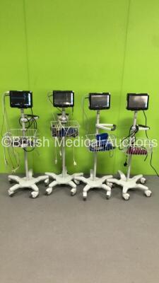 4 x Spacelabs Elance Patient Monitors with NIBP,ECG,SpO2,T1,T2 Options,3 x SpO2 Finger Sensors,4 x BP Cuffs and 3 x BP Hoses (All Power Up) * SN 3300-210907 / 3300-300142 / 3300-210807 *