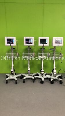 4 x Spacelabs UltraView SL Patient Monitors with ECG,P1-2,SpO2,T1-2,HLO and NIBP Options with Leads (All Power Up) * SN 1369-018140 / 1369-017761 / 1369-017752 / 1369-017757 *