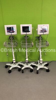 3 x Spacelabs UltraView SL Patient Monitors with ECG,P1-2,SpO2,T1-2,HLO and NIBP Options with Leads (All Power Up) * SN 1369-017756 / 1369-017764 / 1369-017754 *