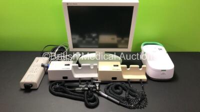 Mixed Lot Including 2 x Welch Allyn 767 Transformers with 1 x Attachment (Some Cable Damage) 1 x Datex Ohmeda Monitor Display on Stand, 1 x Sony AC-110MD AC Adaptor, 1 x Philips Respironics InnoSpire Deluxe Nebuliser and 1 x GE 2041332-001 Remote Control 