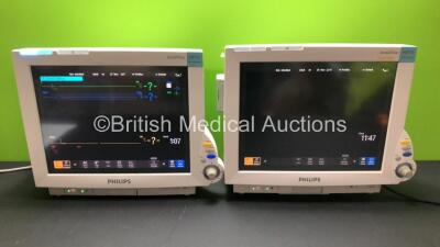 2 x Philips IntelliVue MP70 Anesthesia Patient Monitors *Mfd 2012 - 2006* with 2 x Philips M3001A Patient Modules with ECG/Resp, SpO2,NBP,Press/Temp Options *Mfd 2020 - 2019* (Both Power Up) *DE61744510 - DE843B5171 - DE6520GL2D - DE6520J8AV*