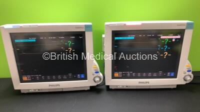 2 x Philips IntelliVue MP70 Anesthesia Patient Monitors *Mfd 2011* with 2 x Philips M3001A Patient Modules with ECG/Resp, SpO2,NBP,Press/Temp Options *Mfd 2014 - 2011* (Both Power Up) *DE843A8292 - DE843A8301*