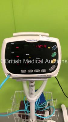 1 x Huntleigh SmartSigns Lite Plus Patient Monitor on Stand with BP Hose and Cuff and 1 x Welch Allyn 53N00 Vital Signs Monitor on Stand with SPO2 Finger Sensor and BP Hose (Both Power Up) *S/N JA125961 / 113614120003* - 3