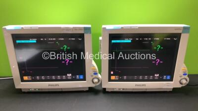 2 x Philips IntelliVue MP70 Anesthesia Patient Monitors *Mfd 2011-11* with 2 x Philips M3001A Patient Modules with ECG/Resp, SpO2,NBP,Press/Temp Options *Mfd 2011-11 - Refurbished 2013-06* (Both Power Up) *DE843A3603 - DE843B3595 - DE9070ACLB - DE9070AGT*