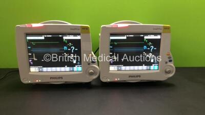 2 x Philips IntelliVue MP30 Patient Monitors *Mfds - 12/2014* with 1 x Philips M3001A Opt: A01C06 Multiparameter Module with Press, Temp, NBP, SPO2 and ECG Resp Options *Mfd - 12/2014* and 1 x Philips M3001A Opt: A01C12C06 Multiparameter Module with Press