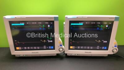 2 x Philips IntelliVue MP70 Anesthesia Patient Monitors *Mfd 2012* with 2 x Philips M3001A Patient Modules with ECG/Resp, SpO2,NBP,Press/Temp Options *Mfd 2012* (Both Power Up) *DE84385164 - DE84385150 - DE9070AUKB - DE9070AUKC*