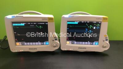 2 x Philips IntelliVue MP30 Patient Monitors *Mfds - 03/2011 and 03/2012* with 2 x Philips M3001A Opt: A01C06 Multiparameter Modules with Press, Temp, NBP, SPO2 and ECG Resp Options *Mfds - 03/2015 and 07/2011* (Both Power Up) *DE5220ECWG / DE9070A26M / D