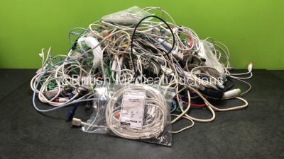 Job Lot of Patient Monitoring Cables Including ECG Cables, SpO2 Finger Sensors and Trunk Cables