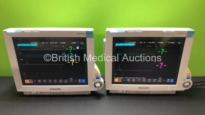 2 x Philips IntelliVue MP70 Anesthesia Patient Monitors *Mfd 2011* with 2 x Philips M3001A Patient Modules with ECG/Resp, SpO2,NBP,Press/Temp Options *Mfd 2011-11 - Refurbished 2014* (Both Power Up with 1 x Missing Dial - See Photo) *DE843A8302 - DE843836