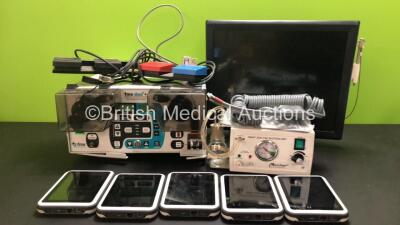 Mixed Lot Including 5 x Laerdal SimPad Plus Mannikin Controllers (1 x Damaged Screen - See Photo), 1 x Rocket of London Craft Duo-Vac Suction Unit with Footswitch, 1 x FMS Duo Fluid Management System with Integrated Shaver and Footswitch and 1 x Philips M