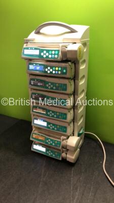 Job Lot Including 3 x Perfusor Space Volumetric Syringe Pumps and 5 x B Braun Infusomat Space Volumetric Infusion Pumps with 1 x Module Rack (All Power Up) *SN 80185, 61373, 71943, 83354, 71818, 73630, 83282, 80267* - 2