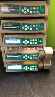 Job Lot Including 3 x Perfusor Space Volumetric Syringe Pumps and 5 x B Braun Infusomat Space Volumetric Infusion Pumps with 1 x Module Rack (All Power Up) *SN 80185, 61373, 71943, 83354, 71818, 73630, 83282, 80267* - 4