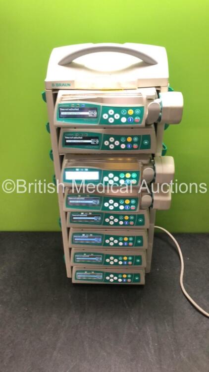 Job Lot Including 3 x Perfusor Space Volumetric Syringe Pumps and 5 x B Braun Infusomat Space Volumetric Infusion Pumps with 1 x Module Rack (All Power Up) *SN 88492, 71830, 272514, 74095, 83408, 83350, 71966, 61271*