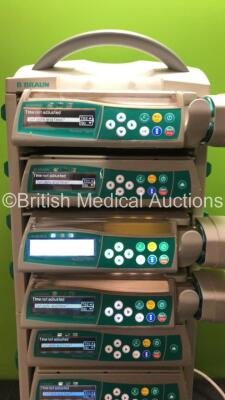 Job Lot Including 3 x Perfusor Space Volumetric Syringe Pumps and 5 x B Braun Infusomat Space Volumetric Infusion Pumps with 1 x Module Rack (All Power Up) *SN 88492, 71830, 272514, 74095, 83408, 83350, 71966, 61271* - 3