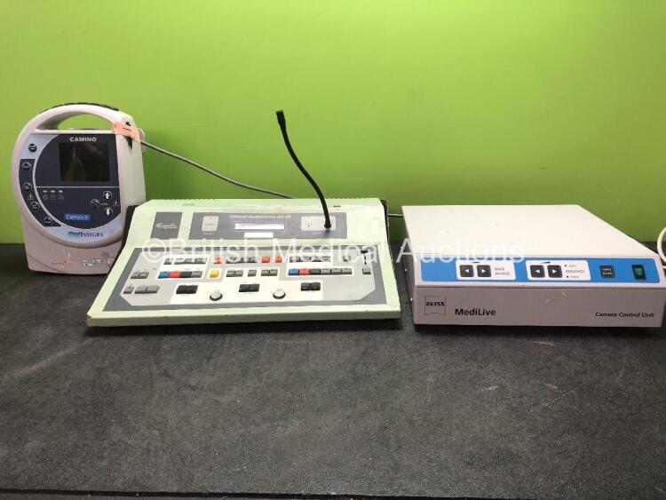 Mixed Lot Including 1 x Integra Camino 6 Intracranial Pressure Monitor (Powers Up with Faulty Screen) 1 x Kamplex AC 30 Clinical Audiometer (Spares and Repairs) 1 x Zeiss MediLive Camera Control Unit (Powers Up)