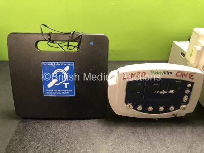 Mixed Lot Including 1 x Contacta Portable Induction Loop Unit (Untested Due to Missing Power Supply) 1 x Welch Allyn 53NTP Patient Monitor (No Power when Tested) 1 x Fresenius Kabi MVP Module (Powers Up with Blank Screen) 1 x Sony Digital Still Recorder ( - 2