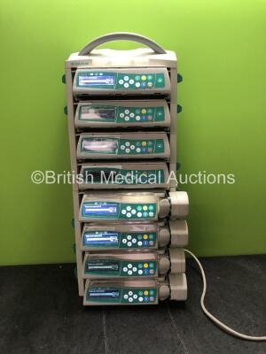 Job Lot Including 4 x Perfusor Space Volumetric Syringe Pumps and 4 x B Braun Infusomat Space Volumetric Infusion Pumps with 1 x Module Rack (All Power Up) *SN 61513, 83388, 83345, 71821, 88223, 80080, 80208, 87765*