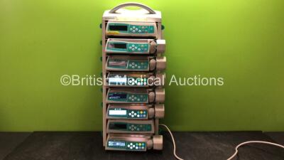 Job Lot Including 6 x Perfusor Space Volumetric Syringe Pumps and 2 x B Braun Infusomat Space Volumetric Infusion Pumps with 1 x Module Rack (All Power Up) *SN 83275, 157403, 80280, 80275, 80276, 80278, 83340, 79878*