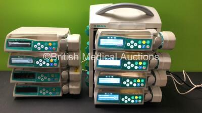 8 x B. Braun Perfusor Space Syringe Pumps with SpaceStation Docking Station and 2 x Power Supplies (All Power Up) *74184 - 80289 - 87676 - 87691 - 80203 - 88530 - 272543 - 272603*