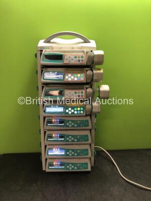 Job Lot Including 4 x Perfusor Space Volumetric Syringe Pumps and 4 x B Braun Infusomat Space Volumetric Infusion Pumps with 1 x Module Rack (All Power Up) *SN 99231, 181246, 181215, 80264, 71811, 83306, 71882, 83267*