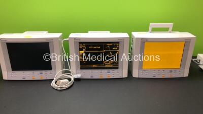 3 x Datascope Passport XG Monitors with 2 x Power Supplies and 1 x SpO2 Lead (All Power Up with 1 x Faulty Display) *PX3092A7 - PX310343 - PG5355B7*