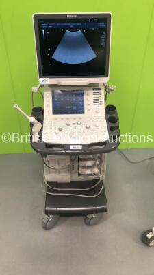 Toshiba Aplio 400 Flat Screen Ultrasound Scanner TUS-A400 *S/N WAB1512021* **Mfd 01/2015 ** Software Version AB_V5.10*R100 with 3 x Transducers / Probes (PVT-375BT *Mfd 03/2010 / PVT-674BT Mfd 04/2018 / and PVT-781VT Mfd 02/2015) (Powers Up) ***IR335***