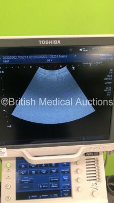 Toshiba Aplio 400 Flat Screen Ultrasound Scanner TUS-A400 *S/N WAB1512021* **Mfd 01/2015 ** Software Version AB_V5.10*R100 with 3 x Transducers / Probes (PVT-375BT *Mfd 03/2010 / PVT-674BT Mfd 04/2018 / and PVT-781VT Mfd 02/2015) (Powers Up) ***IR335*** - 3