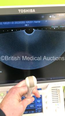 Toshiba Aplio 400 Flat Screen Ultrasound Scanner TUS-A400 *S/N WAB1512021* **Mfd 01/2015 ** Software Version AB_V5.10*R100 with 3 x Transducers / Probes (PVT-375BT *Mfd 03/2010 / PVT-674BT Mfd 04/2018 / and PVT-781VT Mfd 02/2015) (Powers Up) ***IR335*** - 6