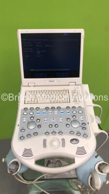 Esaote Portable Ultrasound Scanner Ref 980 7340 002 System Software RES 1.01 ODS 12.10 STD 11.01 with 3 x Transducers / Probes (CA431 Ref 9600177000 / LA405 Ref 9600173000 and PA230E Ref 9600165000) (Powers Up) - 2