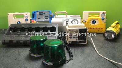 Mixed Lot Including 1 x Impres Charger, 1 x GE Dinamap Critikon PRO 400 Patient Monitor, 2 x Laerdal Premier Suction Units, 1 x Gomco Vacuum Unit, 1 x Alaris Model 4410 Patient Monitor, 1 x Torch and 2 x Ambulance Lights