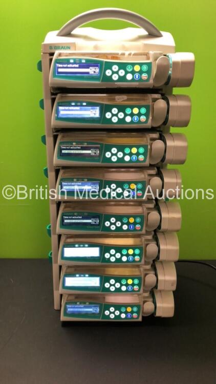 8 x B. Braun Perfusor Space Syringe Pumps with SpaceStation Docking Station (All Power Up) *80288 - 272539 - 80230 - 69625 - 80269 - 272503 - 88519 - 73647*