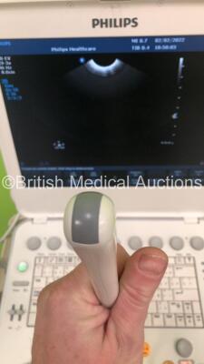 Philips CX50 Portable Ultrasound Scanner Ref 453561414281 *S/N SG11000254* **Mfd 02/2010** Version 3.1.2 with 1 x Transducer / Probe (C9-3v) and Sony UP-D897 Digital Graphic Printer (Powers Up - Cracks to Unit - See Pictures) ***IR336*** - 10